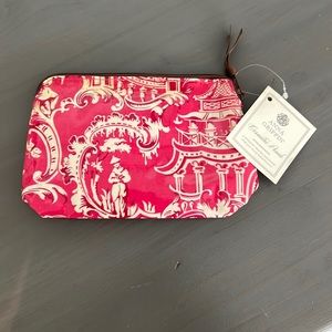 Anna Griffin pink toile cosmetic bag new